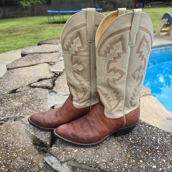 Anderson Bean Cowboy Boots Mens 8D 2 Toned Tan/brown 76690 4800 - Picture 1 of 7